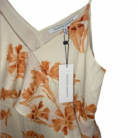 Collective concept orange/white floral dress Med - Picture 3 of 7
